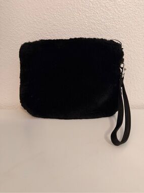 a new day Black Faux Fur Wristlet Clutch